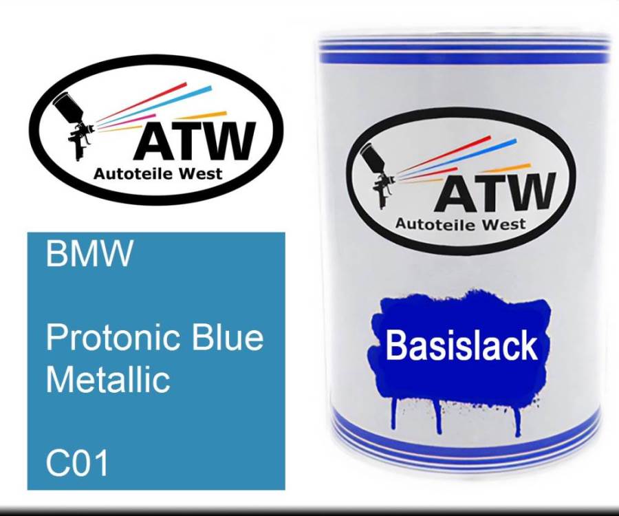 BMW, Protonic Blue Metallic, C01: 500ml Lackdose, von ATW Autoteile West.